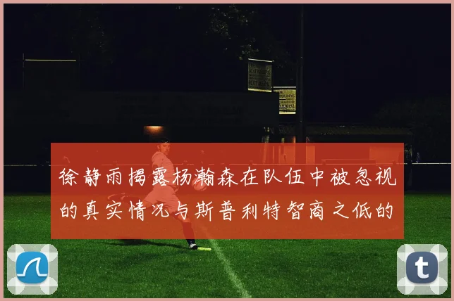 徐静雨揭露杨瀚森在队伍中被忽视的真实情况与斯普利特智商之低的尴尬真相